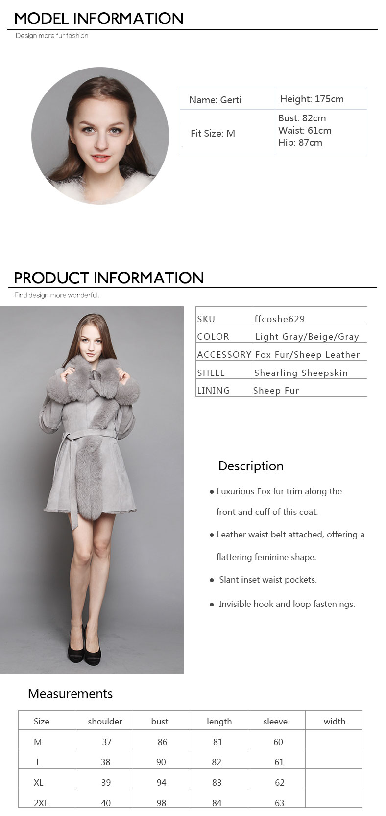Shearling Sheepskin Coat with Fox Fur trim