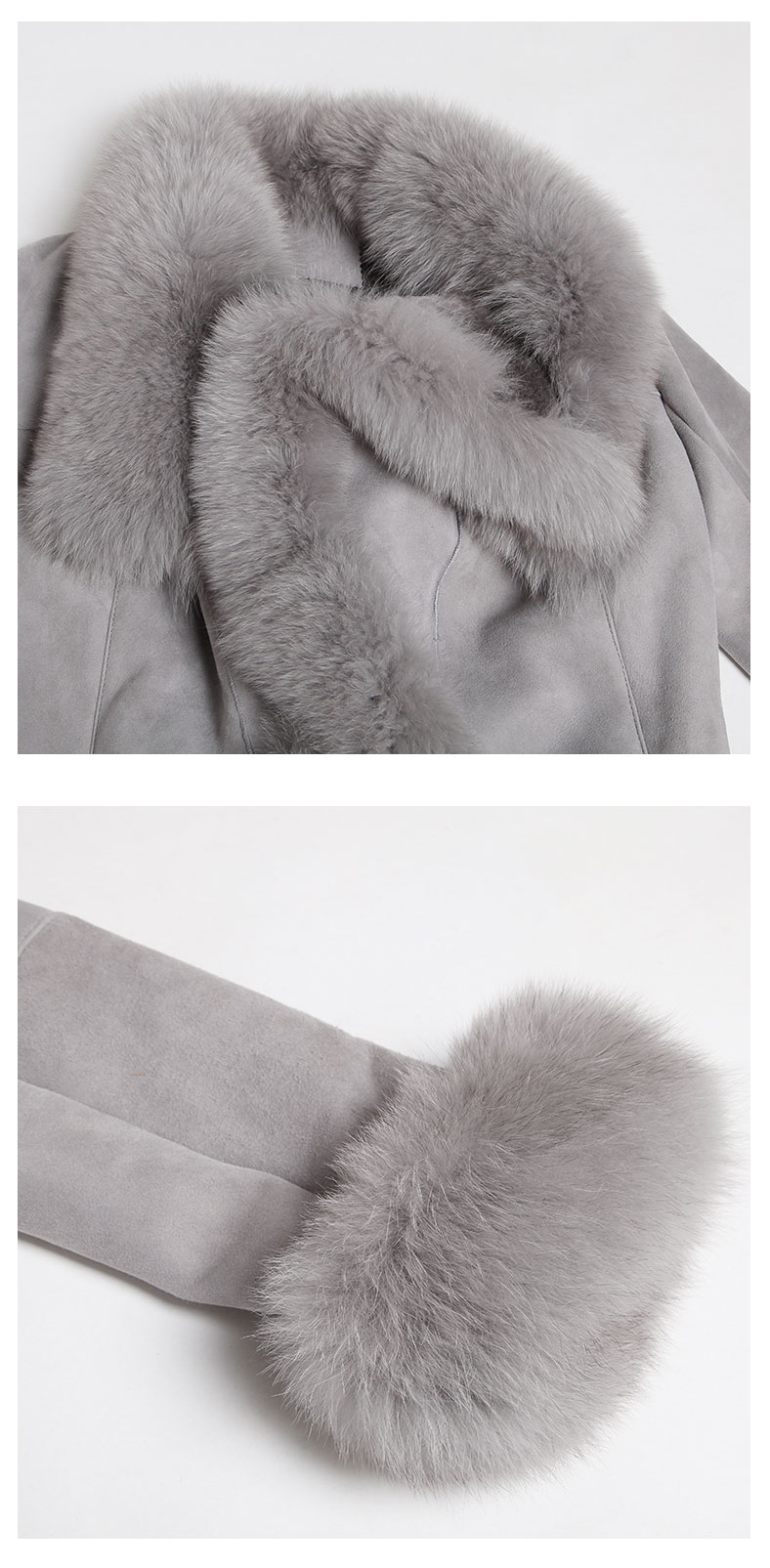 Shearling Sheepskin Coat with Fox Fur trim