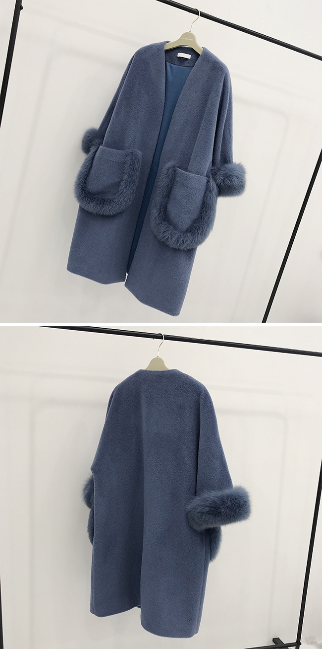 Woolen coat with Fox Fur Trim 0056-1