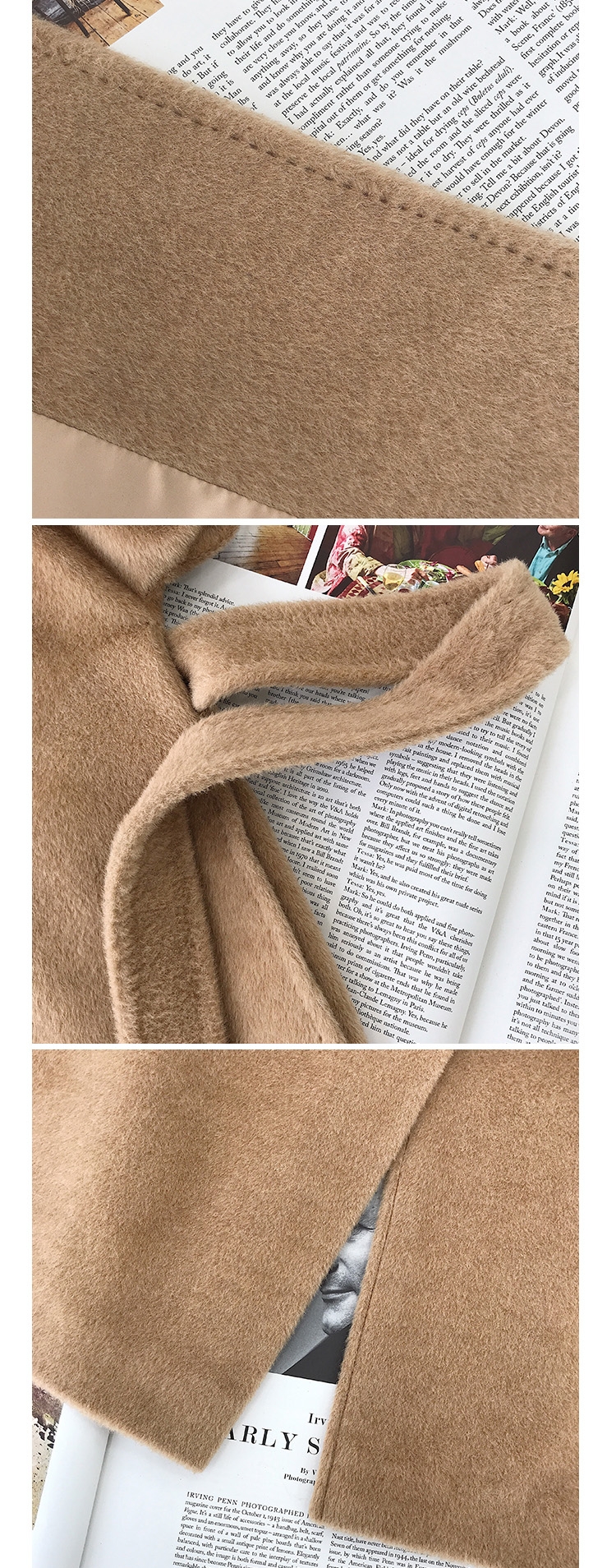 Belted Long Woolen Coat with Sable Fur Trimmed Collar 0057-3