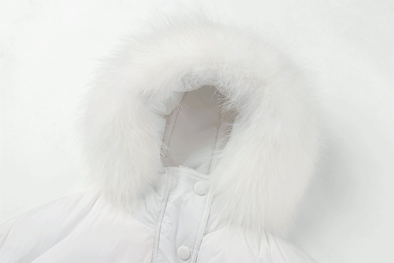 Raccoon Fur Trimmed Hooded Down-filled Cropped Winter Coat 0016-9