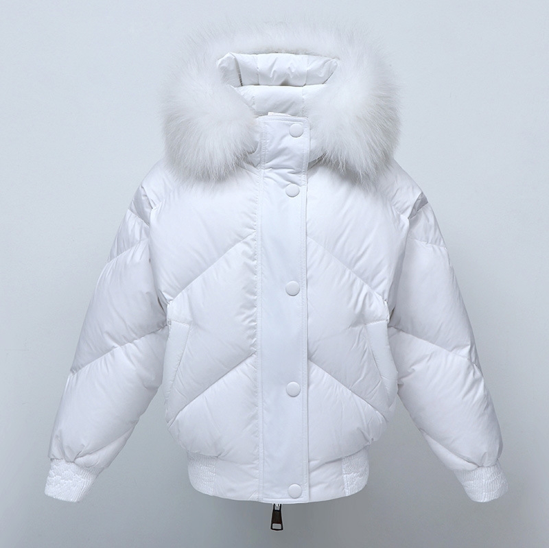 Raccoon Fur Trimmed Hooded Down-filled Cropped Winter Coat 0016-2