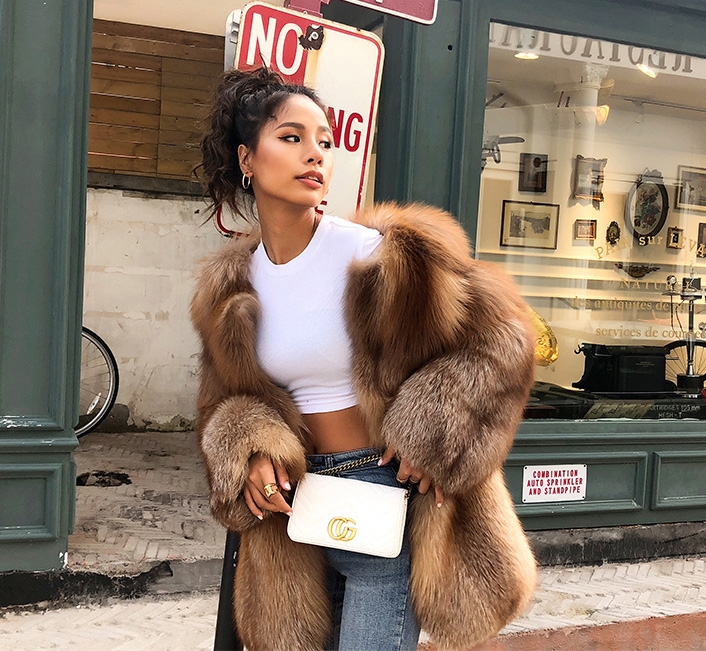 Chocolate Fox Fur Jacket 265 Details 11