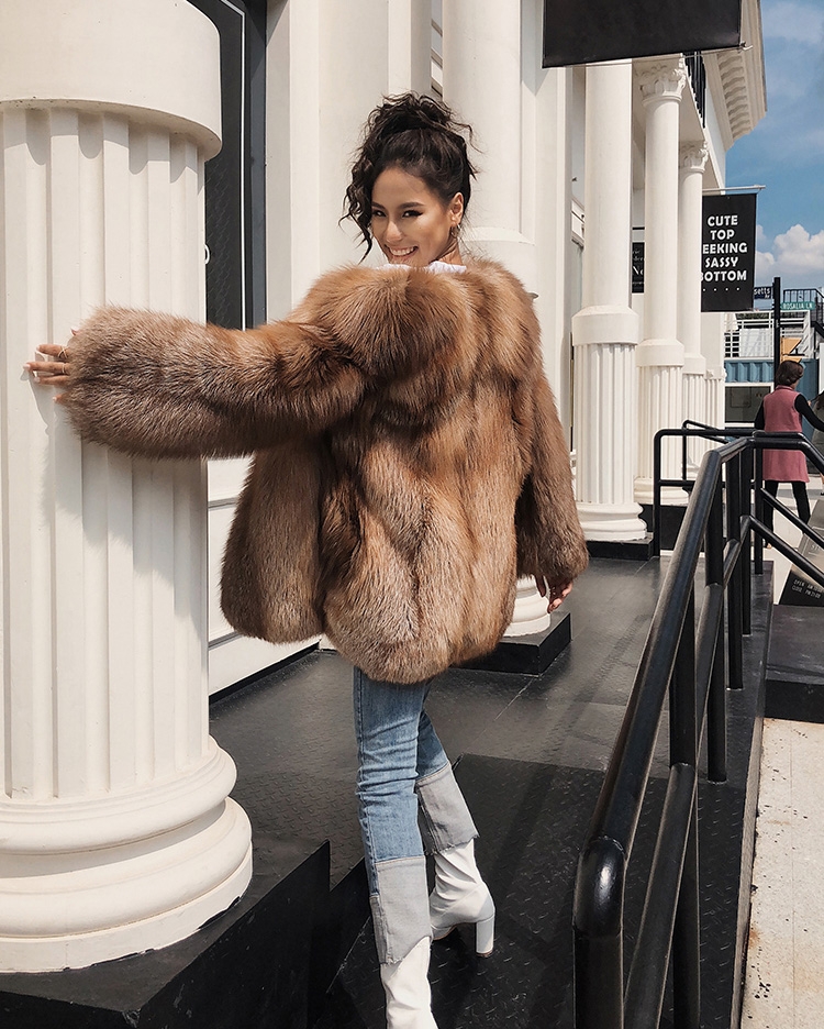 Chocolate Fox Fur Jacket 265 Details 8