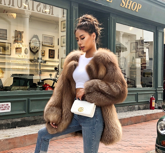 Chocolate Fox Fur Jacket 265 Details 16