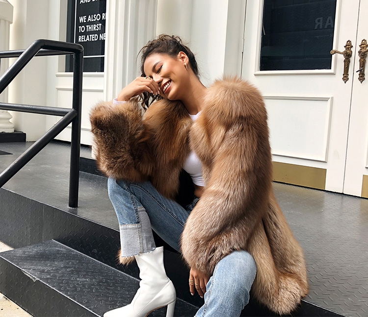 Chocolate Fox Fur Jacket 265 Details 17