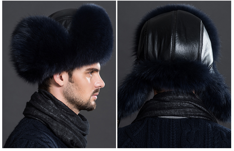 Men's Fox Fur Trapper Hat 872 Details 3