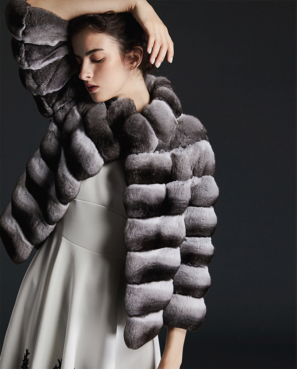 Cropped Chinchilla Fur Jacket 0073-3