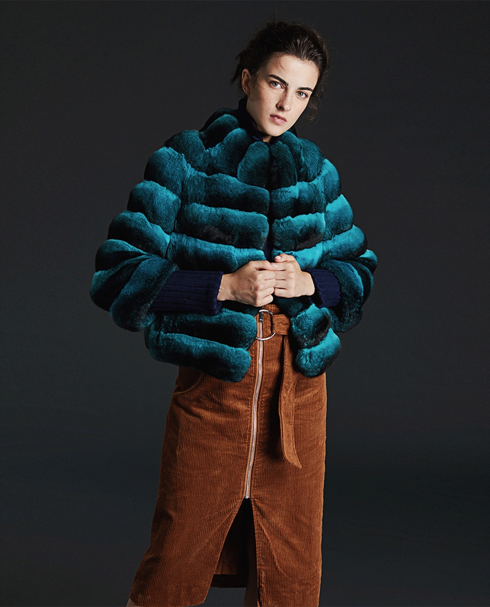 Cropped Chinchilla Fur Jacket 0073-1