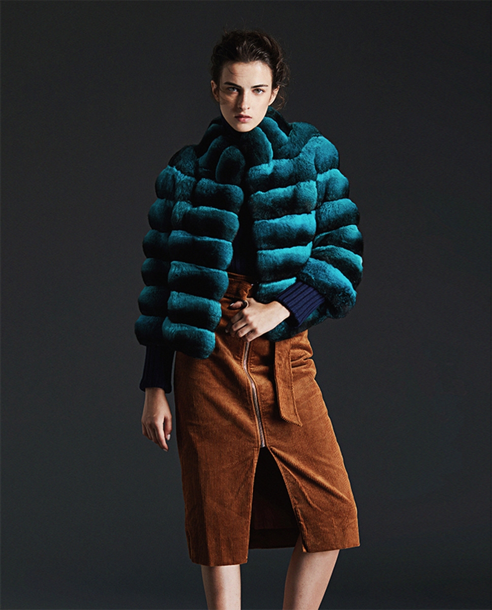 Cropped Chinchilla Fur Jacket 0073-2