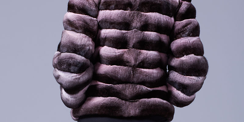 Cropped Chinchilla Fur Jacket with Mink Fur Trimming 026 Details 3