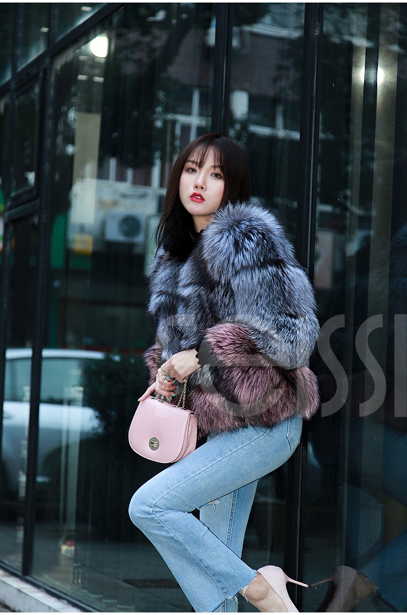 Two-tone Silver Fox Fur Cropped Jacket 0006-10