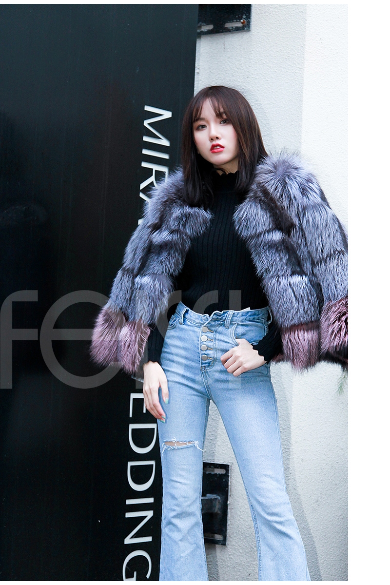 Two-tone Silver Fox Fur Cropped Jacket 0006-26
