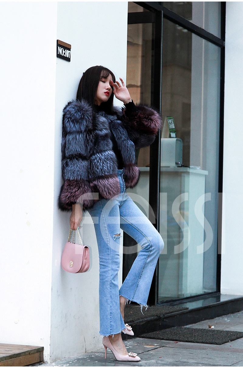 Two-tone Silver Fox Fur Cropped Jacket 0006-3