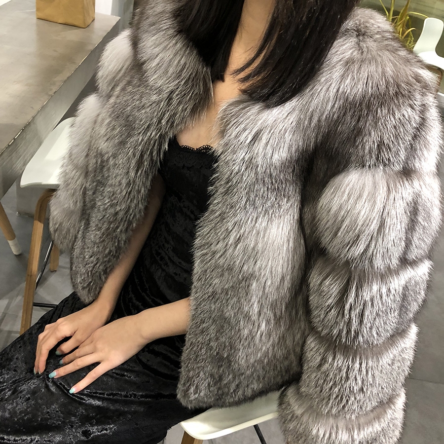 Silver Fox Fur Cropped Jacket 0007-17