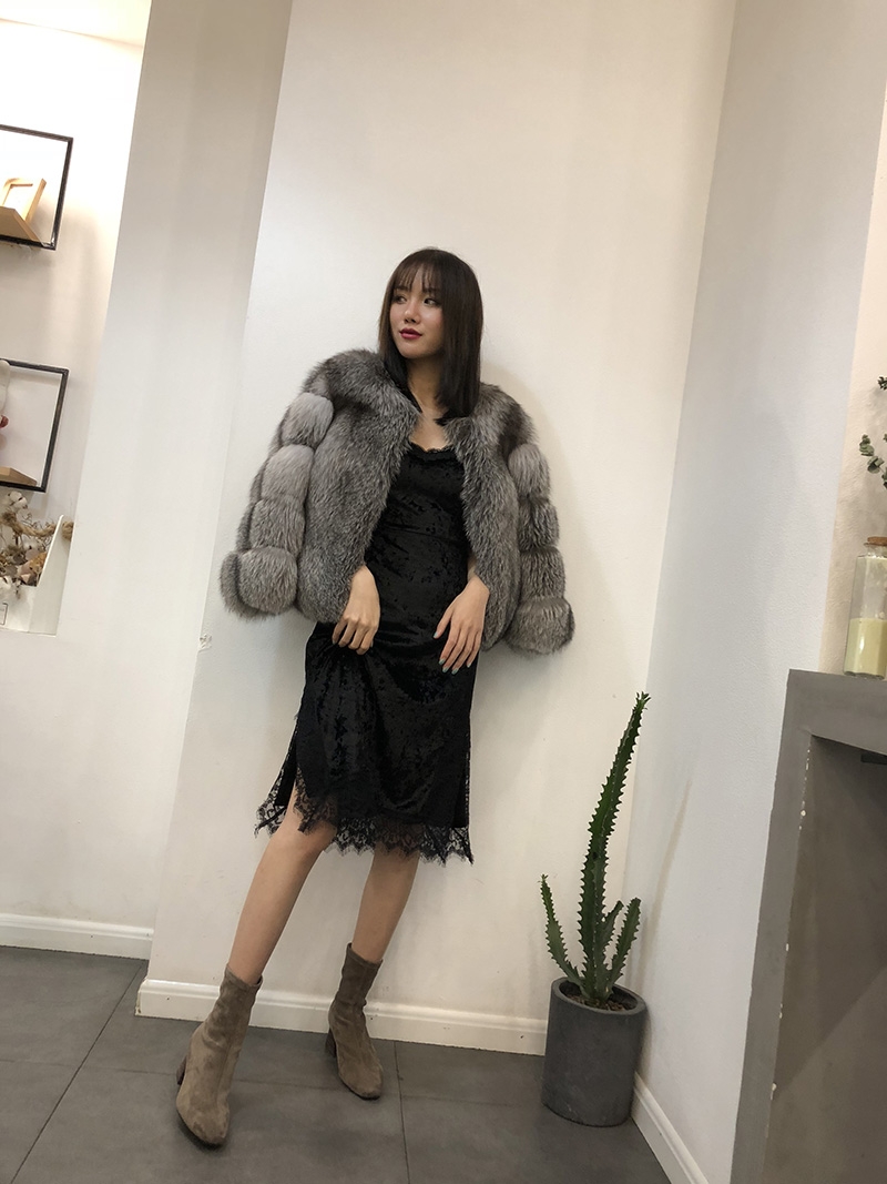 Silver Fox Fur Cropped Jacket 0007-20