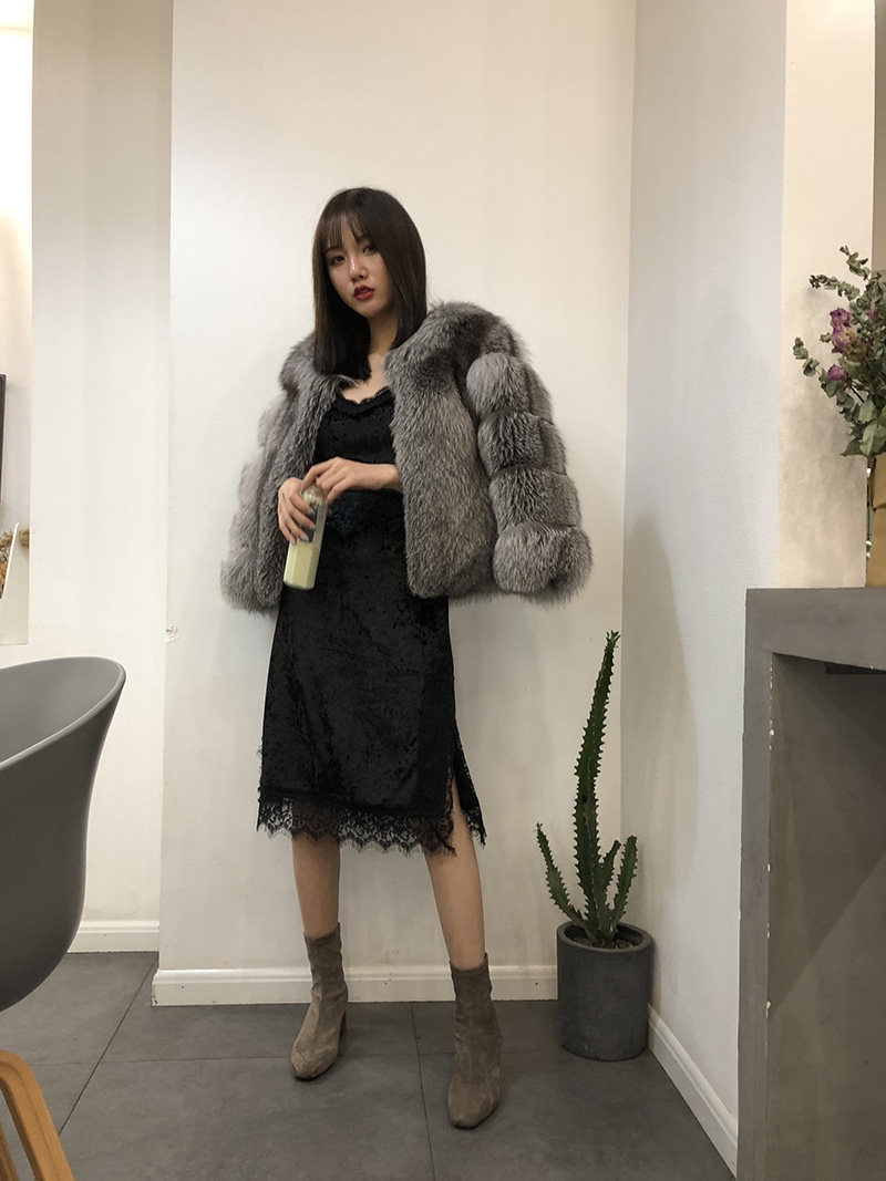 Silver Fox Fur Cropped Jacket 0007-19