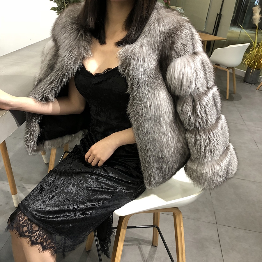 Silver Fox Fur Cropped Jacket 0007-16