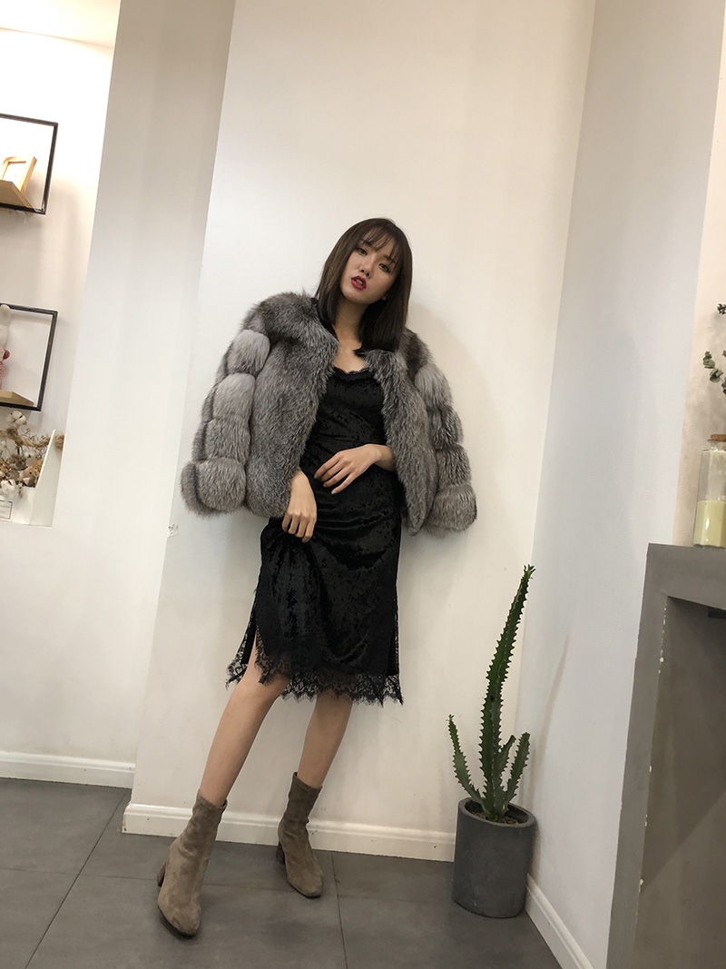 Silver Fox Fur Cropped Jacket 0007-18