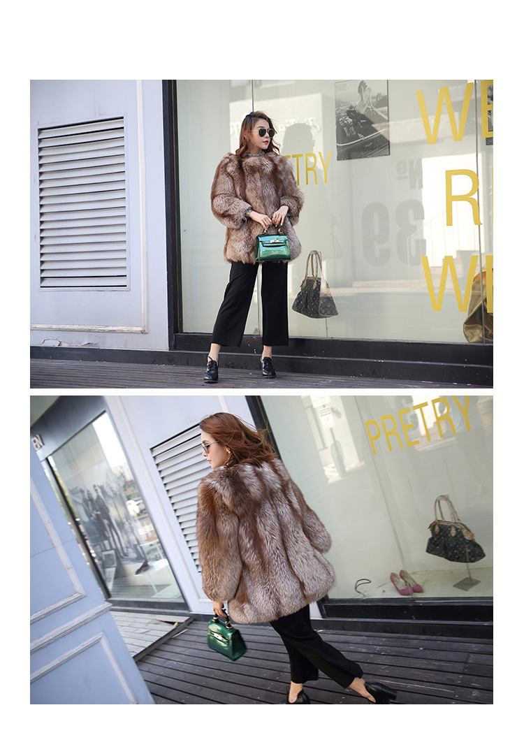 Chocolate Fox Fur Jacket 003 Details 3