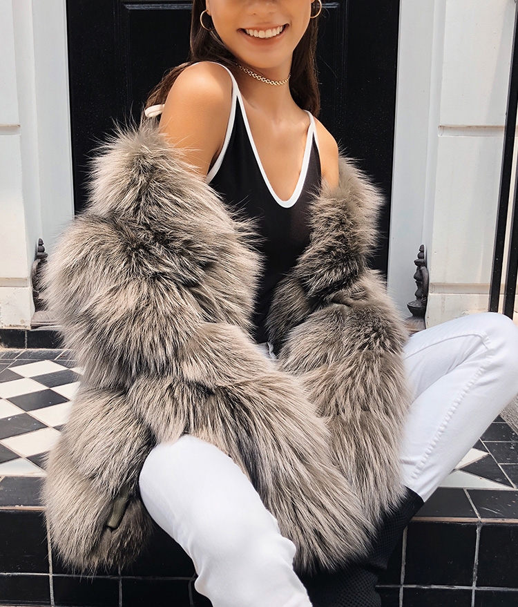 Cropped Silver Fox Fur Jacket 270 Details 3