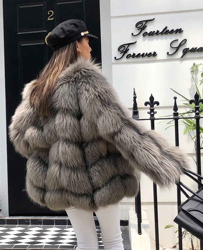 Cropped Silver Fox Fur Jacket 270 Details 6