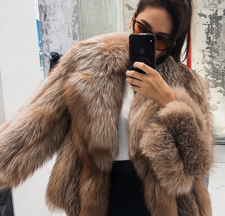Cropped Chocolate Fox Fur Jacket 271 Details 8