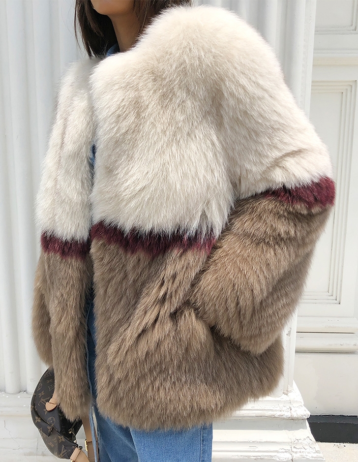Multicolored Fox Fur Jacket 274 Details 8