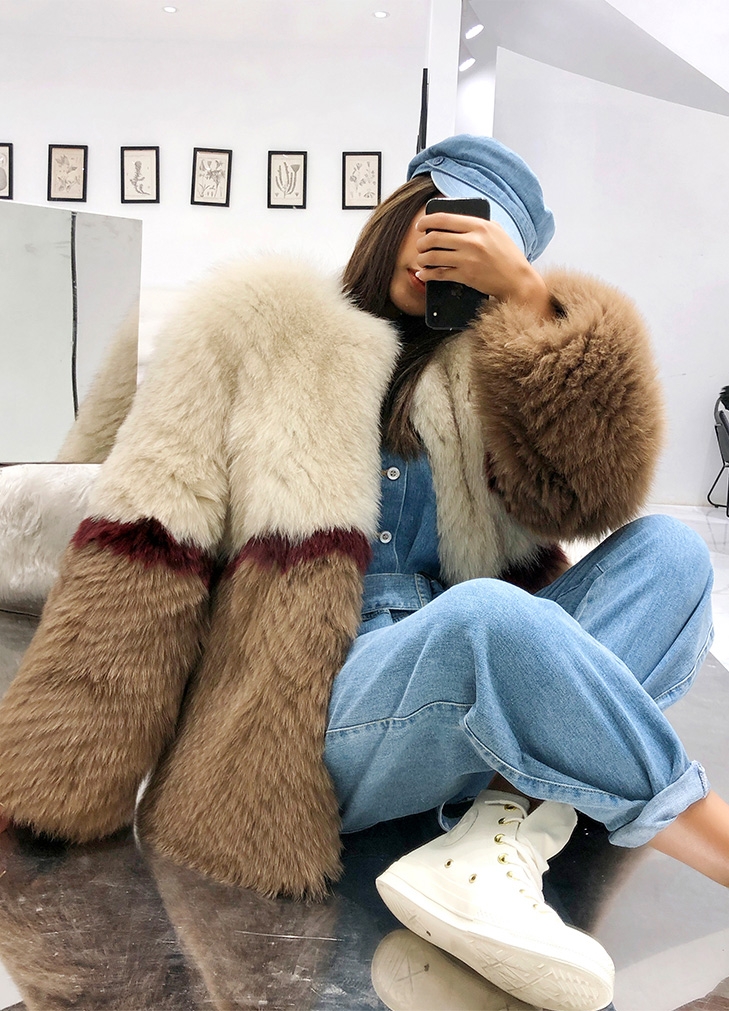 Multicolored Fox Fur Jacket 274 Details 7