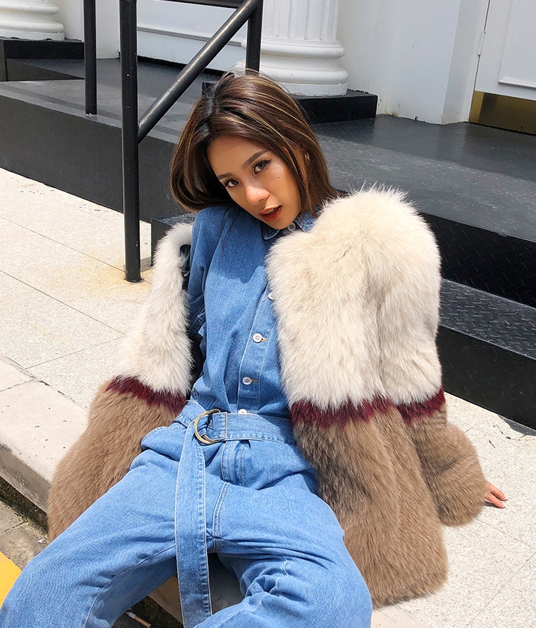 Multicolored Fox Fur Jacket 274 Details 3
