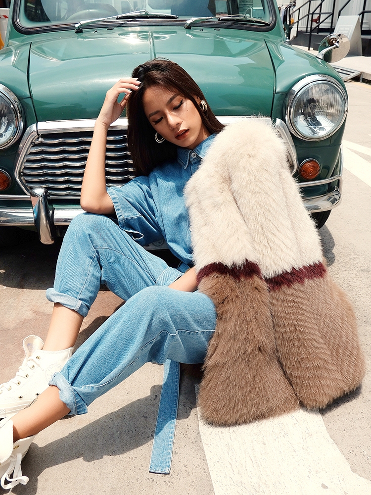 Multicolored Fox Fur Jacket 274 Details 1