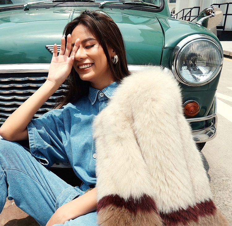 Multicolored Fox Fur Jacket 274 Details 10