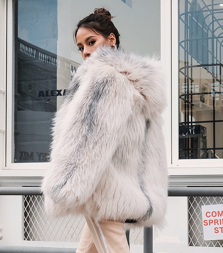 Hooded Knitted Fox Fur Jacket 276 Details 5