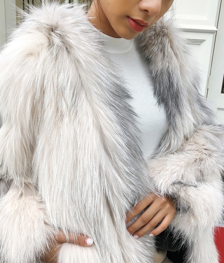 Hooded Knitted Fox Fur Jacket 276 Details 9