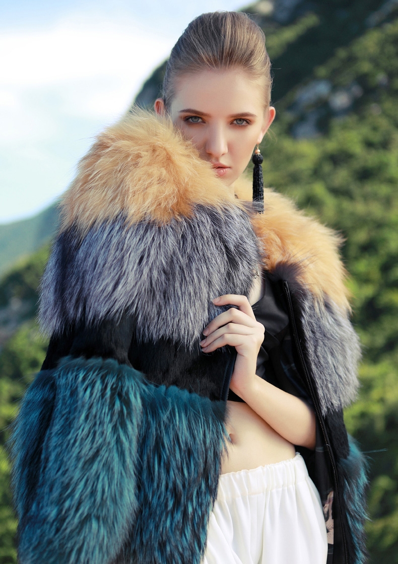 Layered Multicolor Fox Fur Jacket 295-3