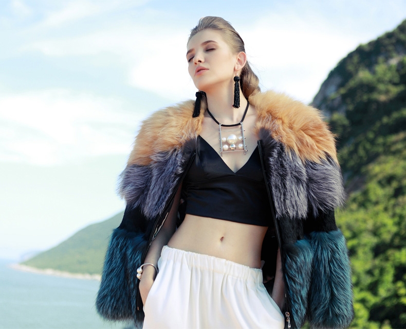 Layered Multicolor Fox Fur Jacket 295-1