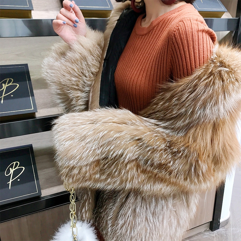 Hooded Chocolate Fox Fur Jacket 327-8