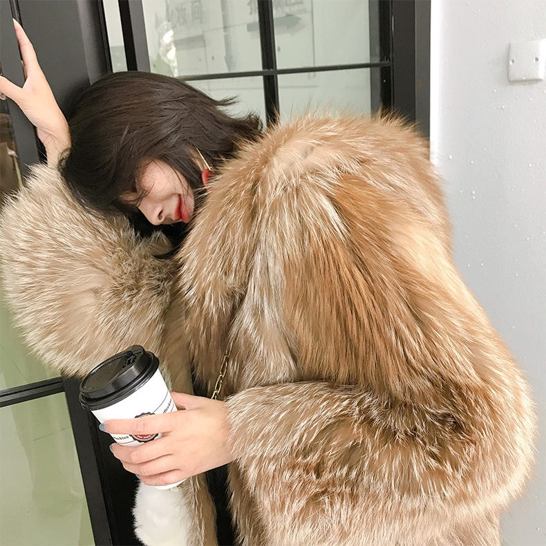 Hooded Chocolate Fox Fur Jacket 327-6