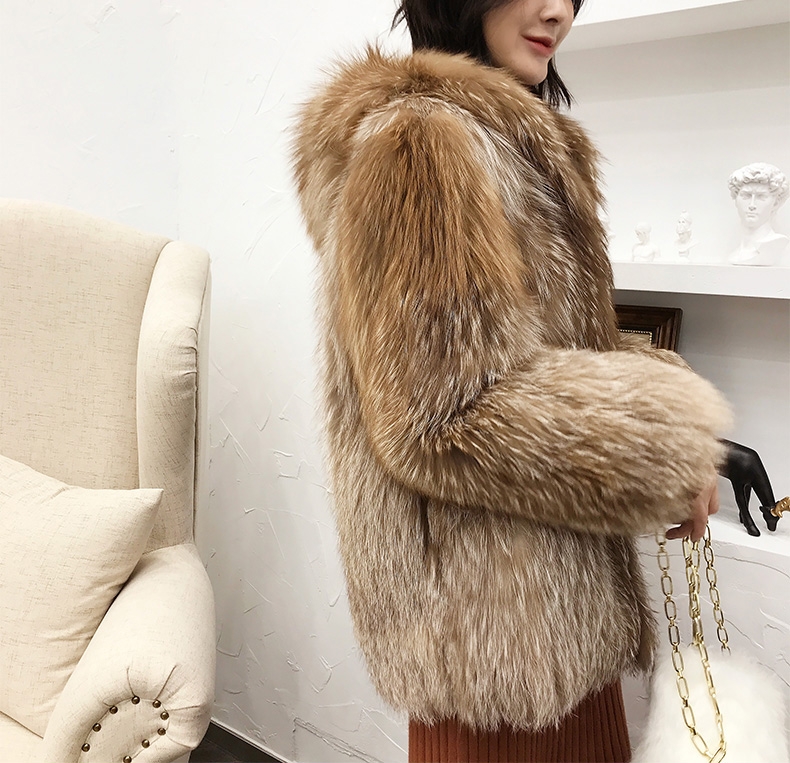 Hooded Chocolate Fox Fur Jacket 327-4
