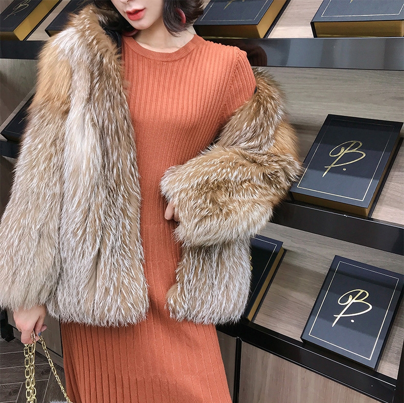 Hooded Chocolate Fox Fur Jacket 327-7
