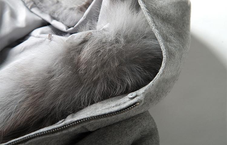 Fox Fur Hooded Vest with Wool Knitting Jacket 710 Details 4