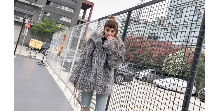 Hooded Knitted Silver Fox Fur Jacket 926 Details 1