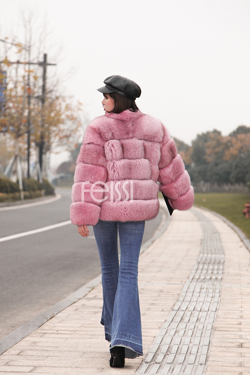 Fox Fur Jacket in Pink 986b-30