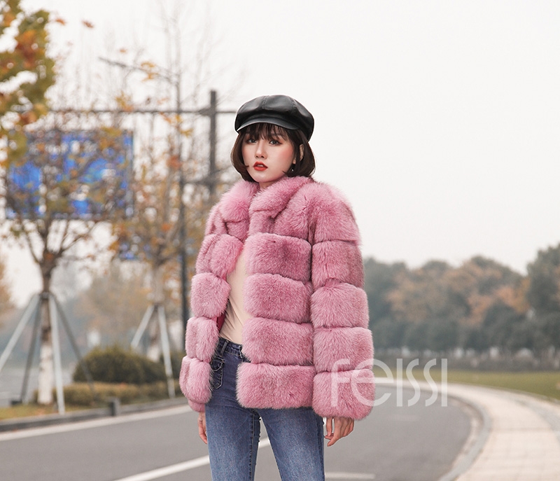 Fox Fur Jacket in Pink 986b-28
