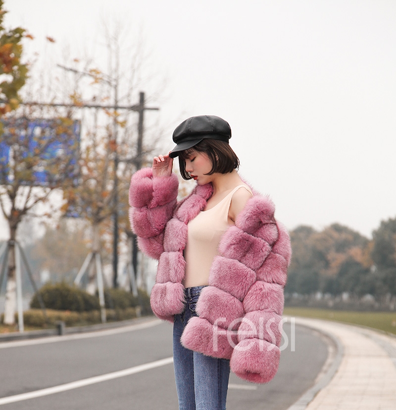 Fox Fur Jacket in Pink 986b-20