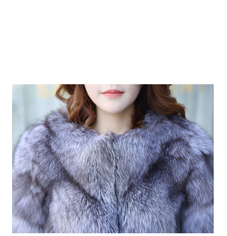 Silver Blue Fox Fur Jacket 992 details2