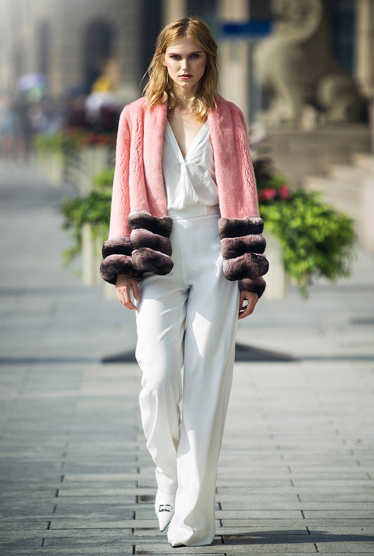 Mink Fur Jacket with Chinchilla Fur Trim 0115-7
