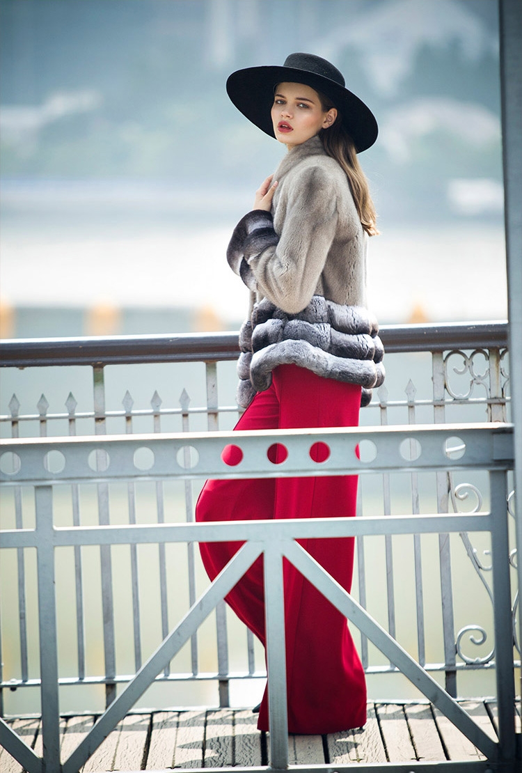 Mink Fur Jacket with Chinchilla Fur Trim 0115-4