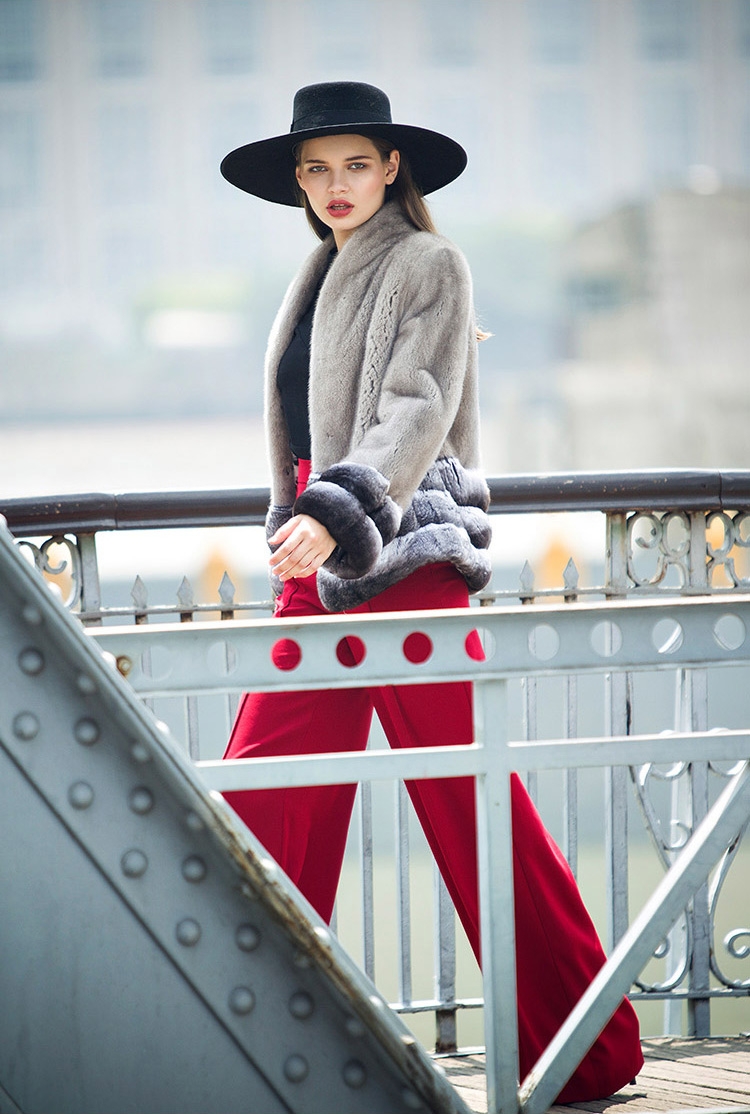 Mink Fur Jacket with Chinchilla Fur Trim 0115-5
