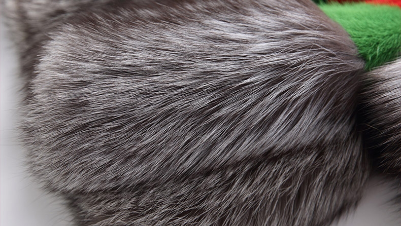 A-shaped Mink Fur Cape Style Jacket with Silver Fox Fur Trim 300-6